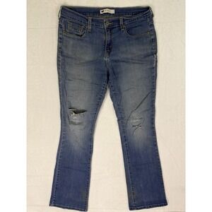 Levis 515 Jeans Womens 8 L/C Blue Bootcut Mid Rise Medium Wash Distressed Denim